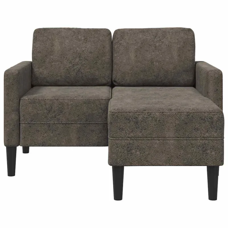 Dvivietė sofa su šezlongu, L formos, tamsiai pilka, 125 cm, dirbtinė oda