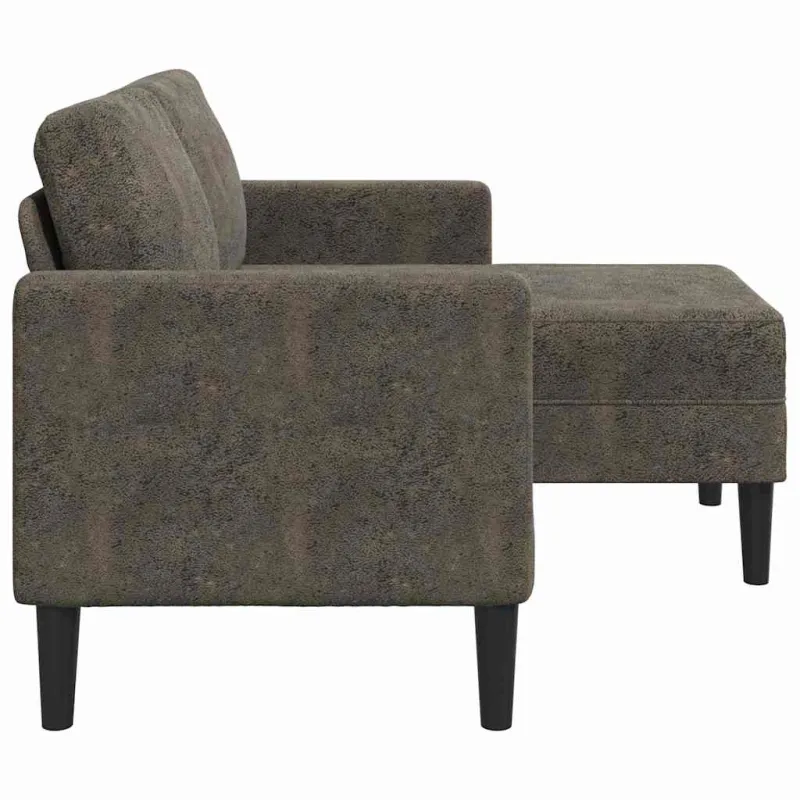 Dvivietė sofa su šezlongu, L formos, tamsiai pilka, 125 cm, dirbtinė oda