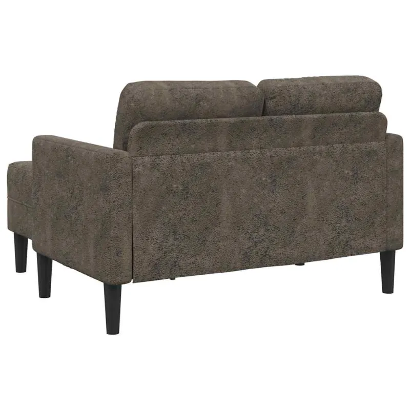Dvivietė sofa su šezlongu, L formos, tamsiai pilka, 125 cm, dirbtinė oda