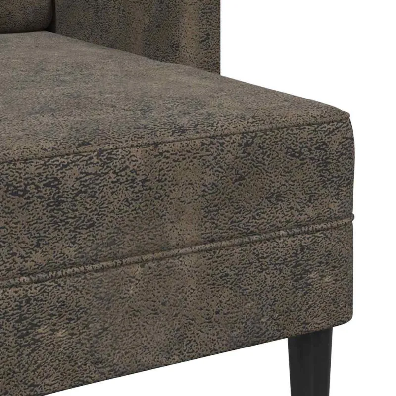 Dvivietė sofa su šezlongu, L formos, tamsiai pilka, 125 cm, dirbtinė oda