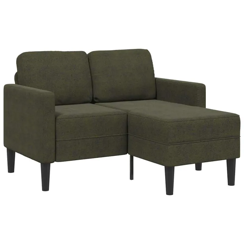 Dvivietė sofa su šezlongu, L formos, tamsiai žalia, 125 cm, dirbtinė oda