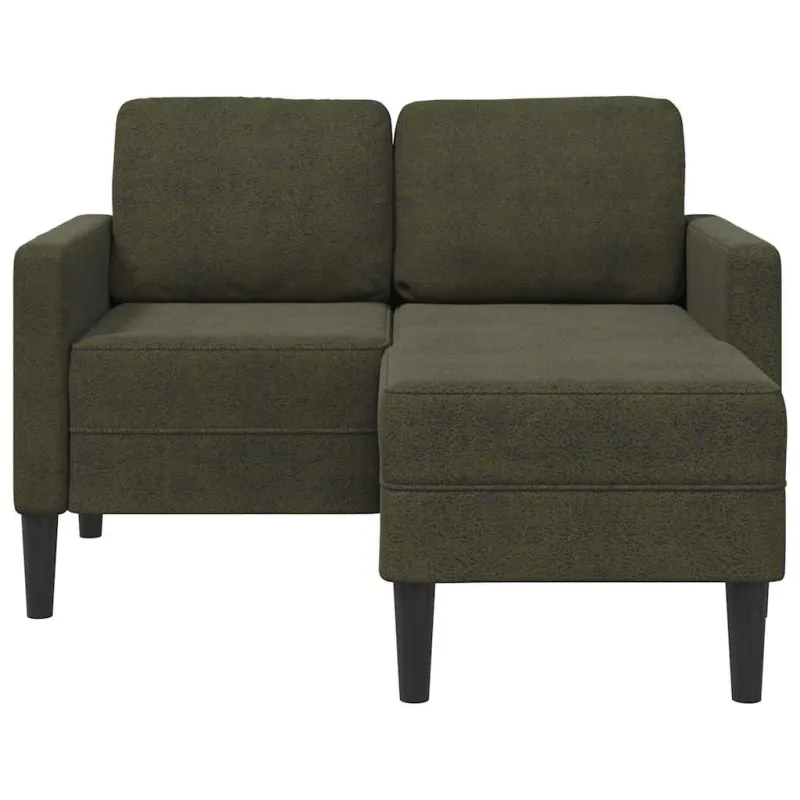 Dvivietė sofa su šezlongu, L formos, tamsiai žalia, 125 cm, dirbtinė oda