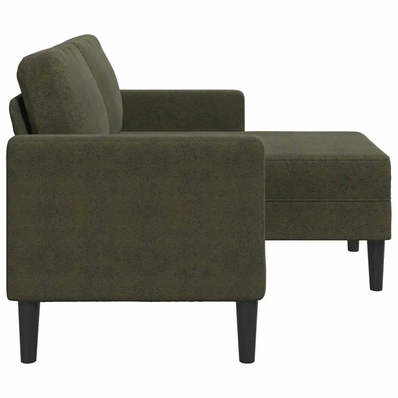 Dvivietė sofa su šezlongu, L formos, tamsiai žalia, 125 cm, dirbtinė oda