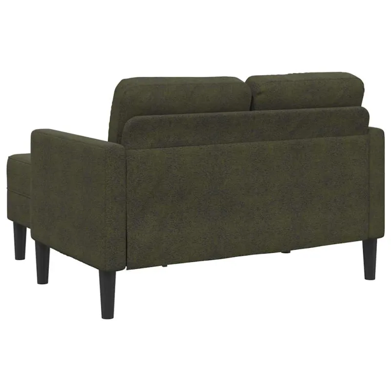 Dvivietė sofa su šezlongu, L formos, tamsiai žalia, 125 cm, dirbtinė oda