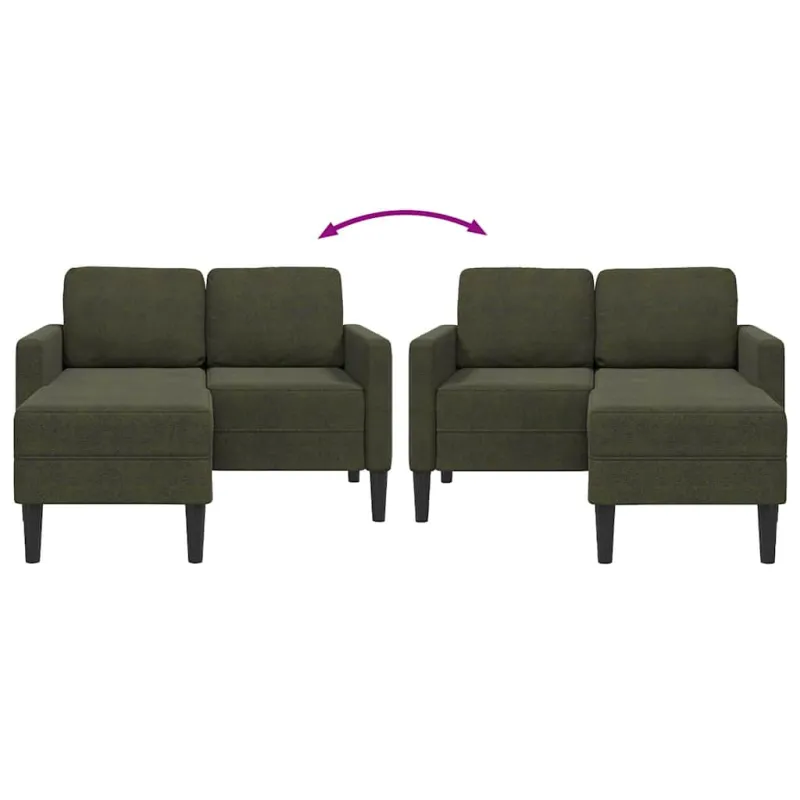 Dvivietė sofa su šezlongu, L formos, tamsiai žalia, 125 cm, dirbtinė oda