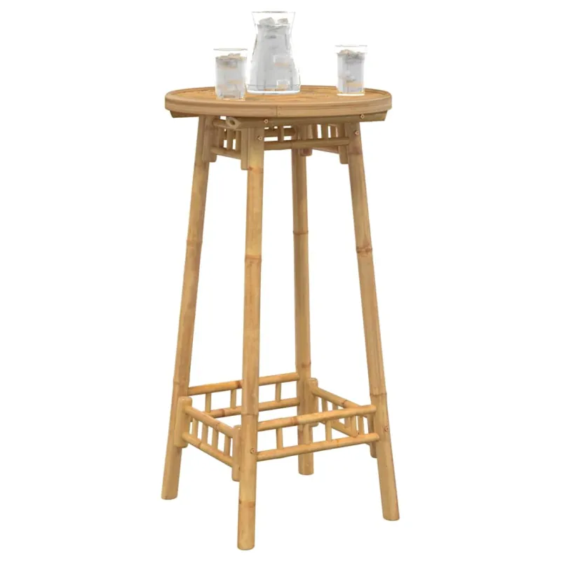 Lauko baro stalas, apvalus, Ø55x100 cm, bambukas, Ø55x100 cm