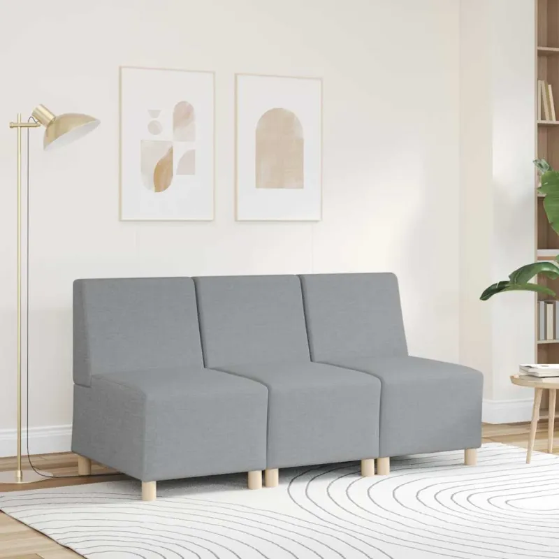 Modulinė sofa be porankių, šviesiai pilka, 55 cm, audinys