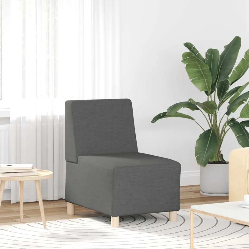 Modulinė sofa be porankių, tamsiai pilka, 55 cm, audinys