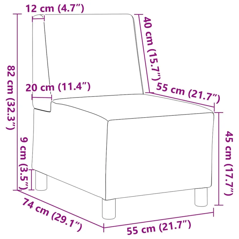 Modulinė sofa be porankių, juoda, 55 cm, audinys
