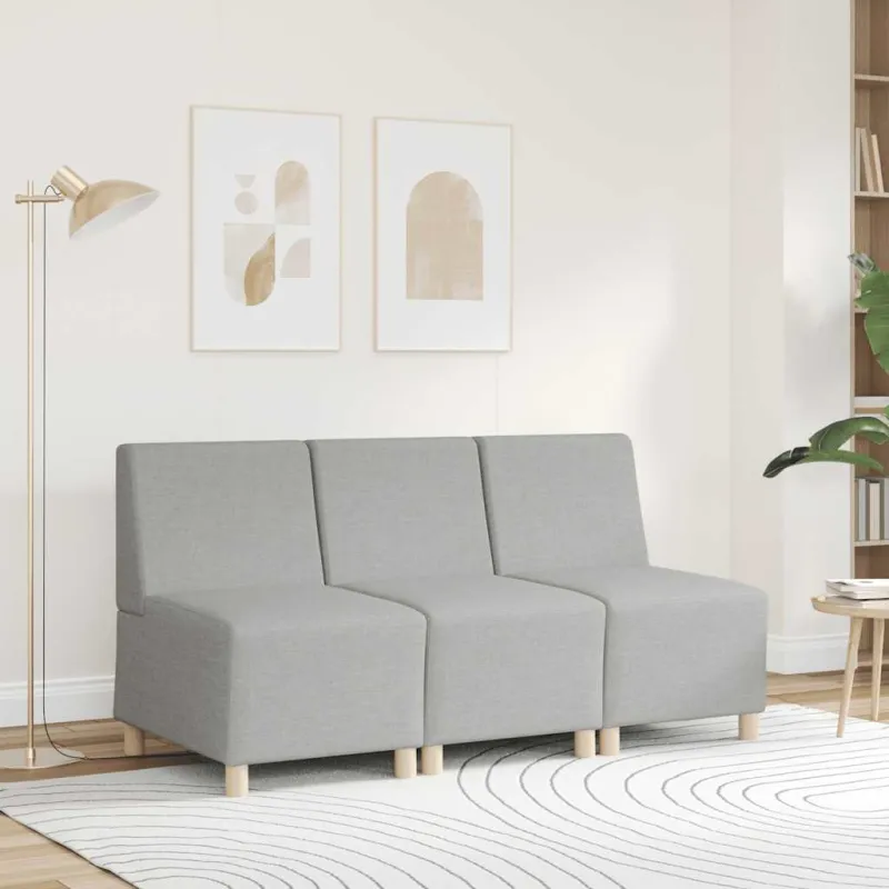 Modulinė sofa be porankių, debesų pilka, 55 cm, audinys