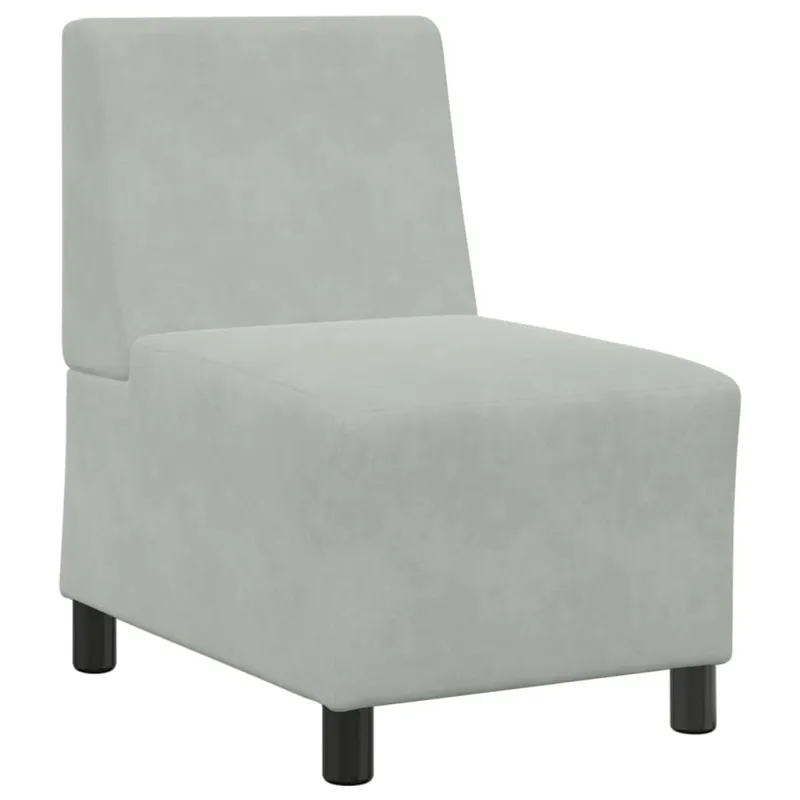 Modulinė sofa be porankių, šviesiai pilka, 55 cm, aksomas