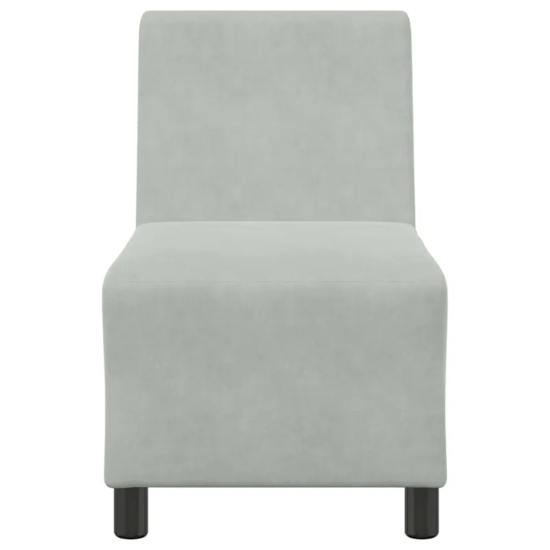 Modulinė sofa be porankių, šviesiai pilka, 55 cm, aksomas