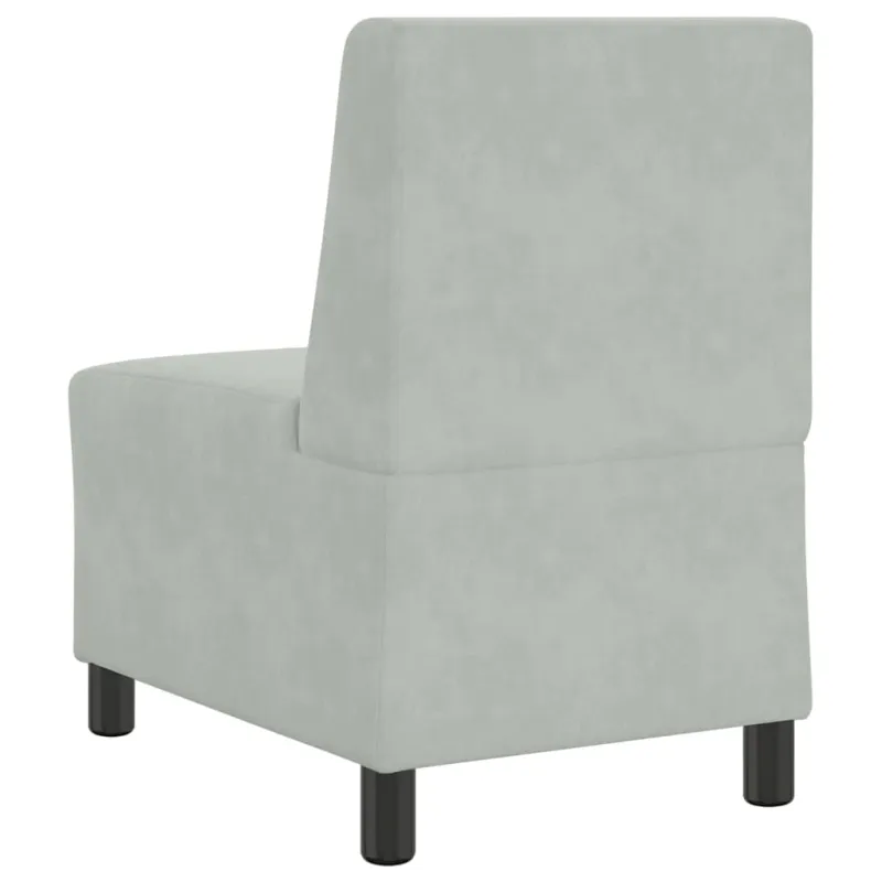 Modulinė sofa be porankių, šviesiai pilka, 55 cm, aksomas