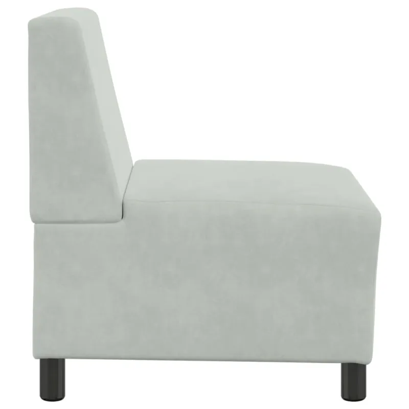 Modulinė sofa be porankių, šviesiai pilka, 55 cm, aksomas