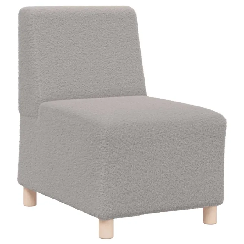 Modulinė sofa be porankių, šviesiai pilka, 55 cm, garbanotas, vilnonį audinį imituojantis audinys