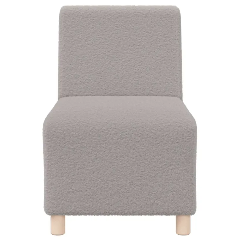 Modulinė sofa be porankių, šviesiai pilka, 55 cm, garbanotas, vilnonį audinį imituojantis audinys