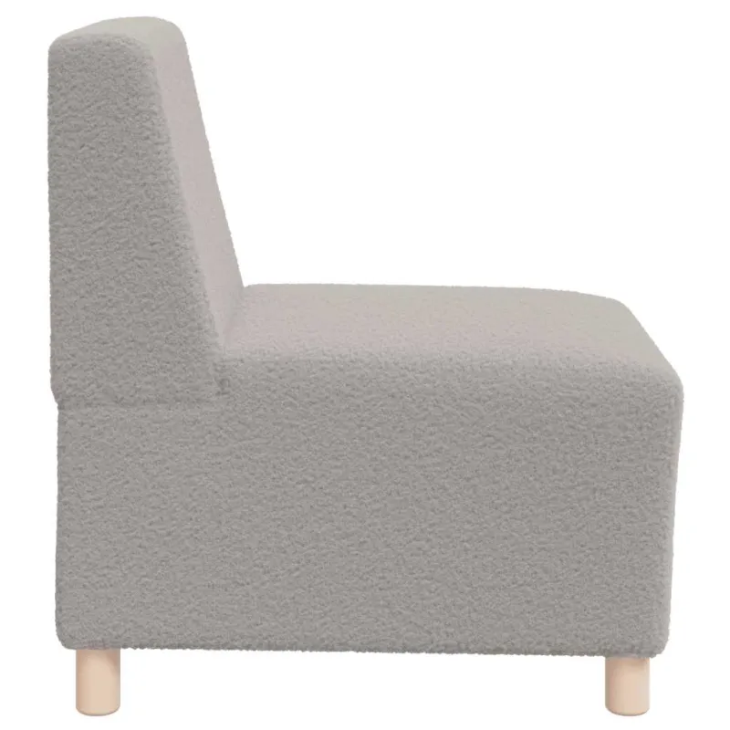 Modulinė sofa be porankių, šviesiai pilka, 55 cm, garbanotas, vilnonį audinį imituojantis audinys
