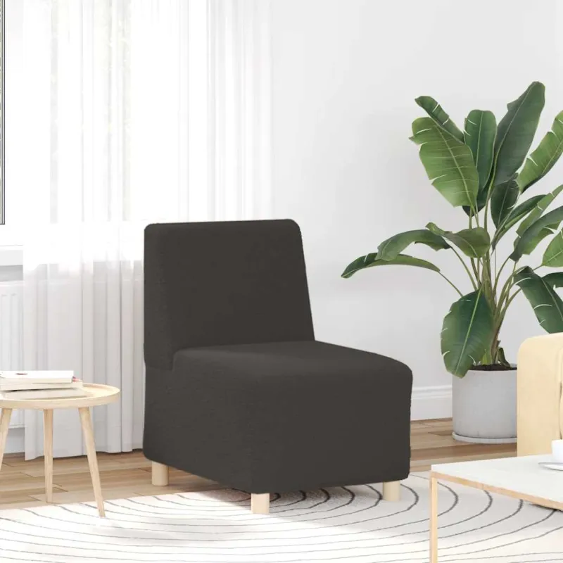 Modulinė sofa be porankių, tamsiai pilka, 55 cm, garbanotas, vilnonį audinį