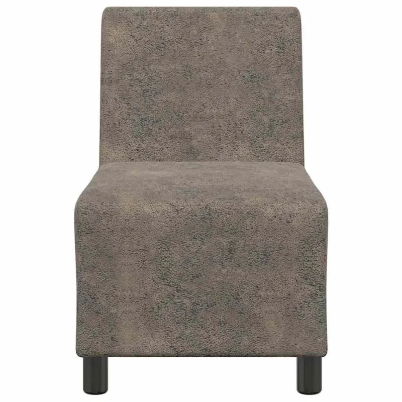 Modulinė sofa be porankių, tamsiai pilka, 55 cm, dirbtinė zomša, oda
