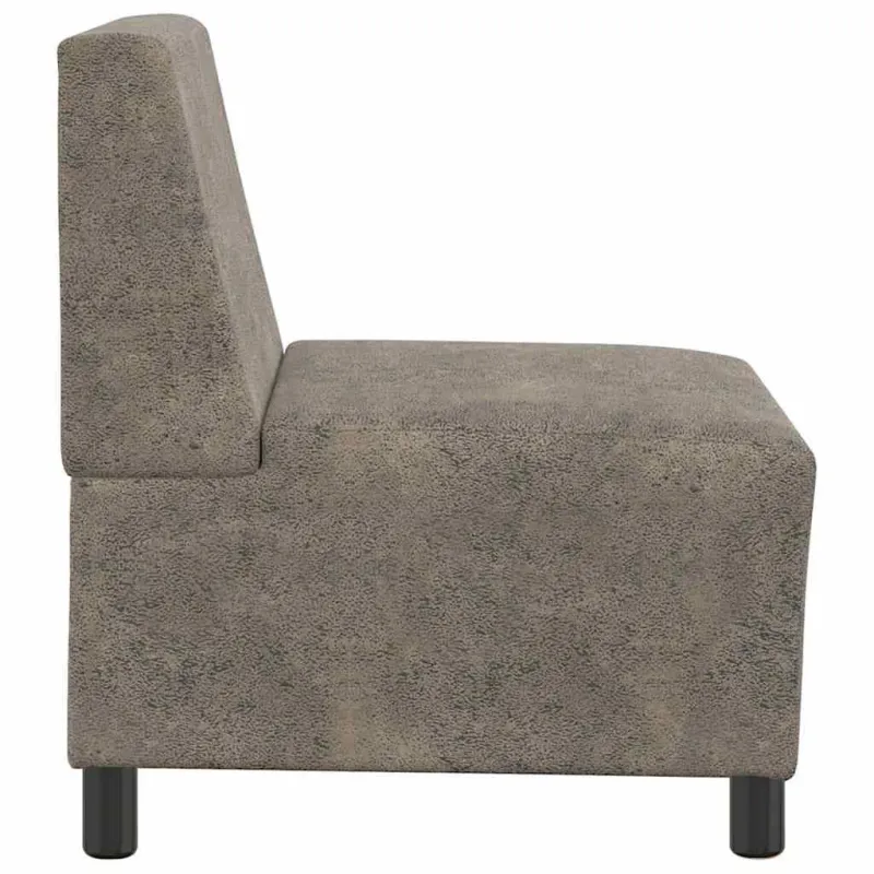 Modulinė sofa be porankių, tamsiai pilka, 55 cm, dirbtinė zomša, oda