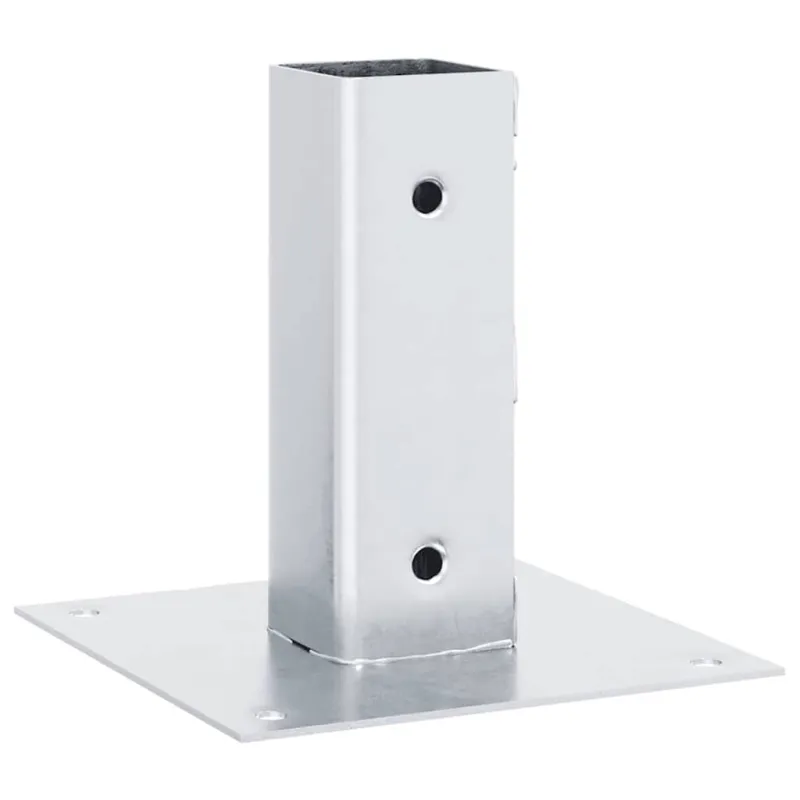 Stulpų pagrindai, 4 vnt., kvadratiniai, sidabro spalvos, 46x46 mm, cinkuotas plienas