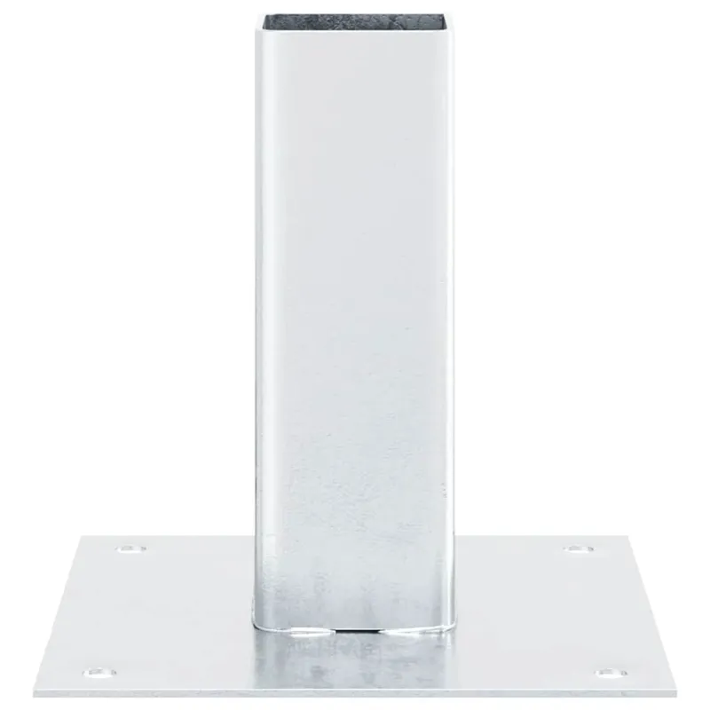 Stulpų pagrindai, 4 vnt., kvadratiniai, sidabro spalvos, 46x46 mm, cinkuotas plienas
