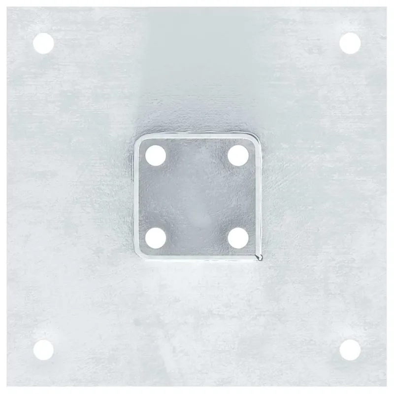 Stulpų pagrindai, 4 vnt., kvadratiniai, sidabro spalvos, 46x46 mm, cinkuotas plienas