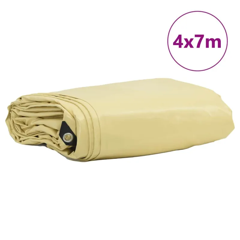Tentinis audinys 650g / m² Smėlio 4 x 7 m Drobė su PVC danga