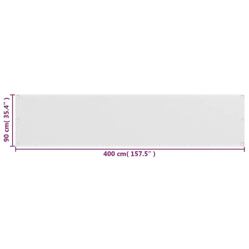 42322 Balkono užsklanda HDPE 90 x 400 cm baltos spalvos