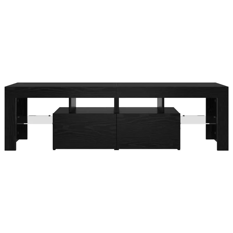 TV spintelė su LED lemputėmis, juodo ąžuolo spalvos, 140x36,5x40cm, inžinerinė mediena