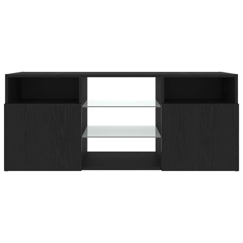 TV spintelė su LED lemputėmis, juodo ąžuolo spalvos, 120x30x50cm, inžinerinė mediena