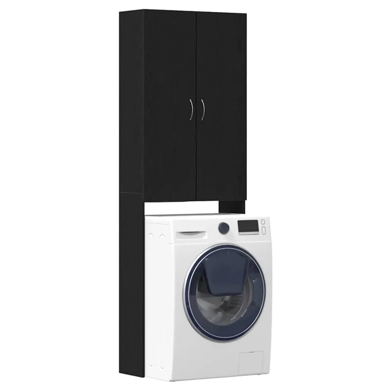 Skalbimo mašinos spintelė, juodo ąžuolo spalvos, 64x25,5x190 cm