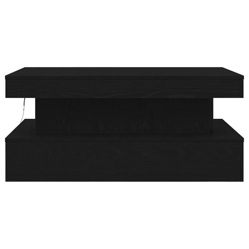 Kavos staliukas su LED lemputėmis, juodo ąžuolo spalvos, 90x50x40 cm