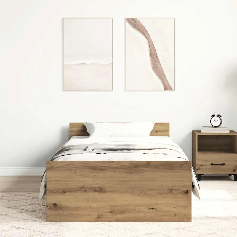 Lovos rėmas be čiužinio, ąžuolo spalvos, 75x190 cm, inžinerinė mediena