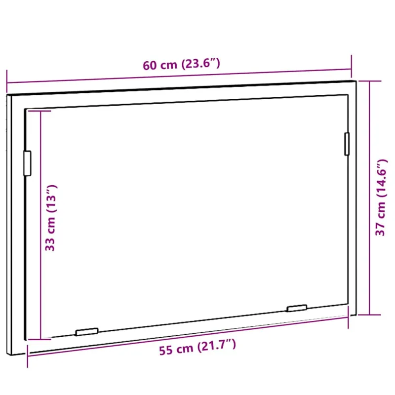 Vonios veidrodis su LED lemputėmis, juodo ąžuolo spalvos, 60x8,5x37 cm