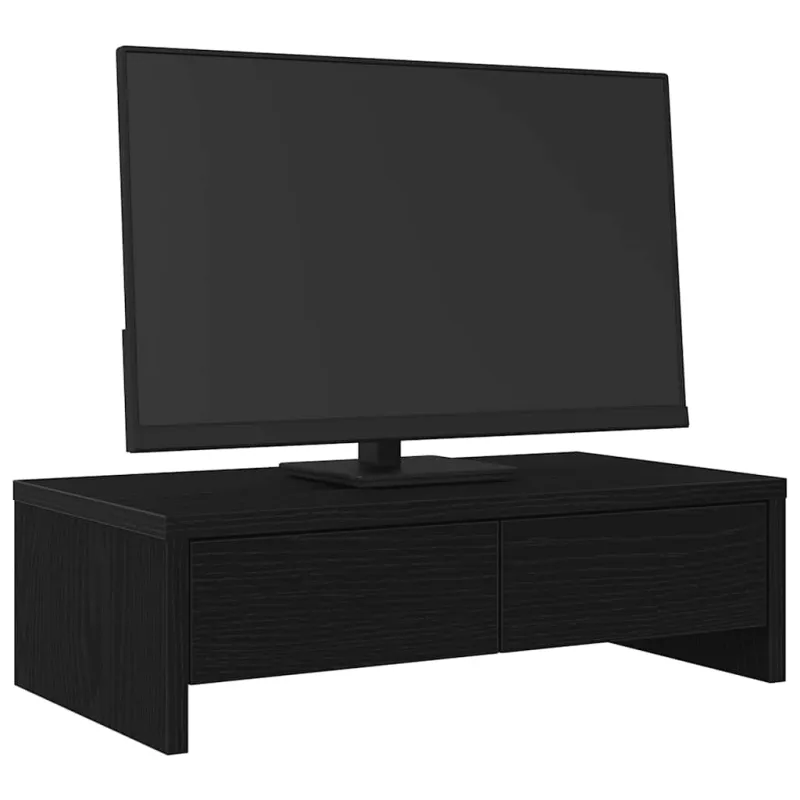 Monitoriaus stovas su stalčiais, juodo ąžuolo spalvos, 50x27x15 cm, inžinerinė mediena