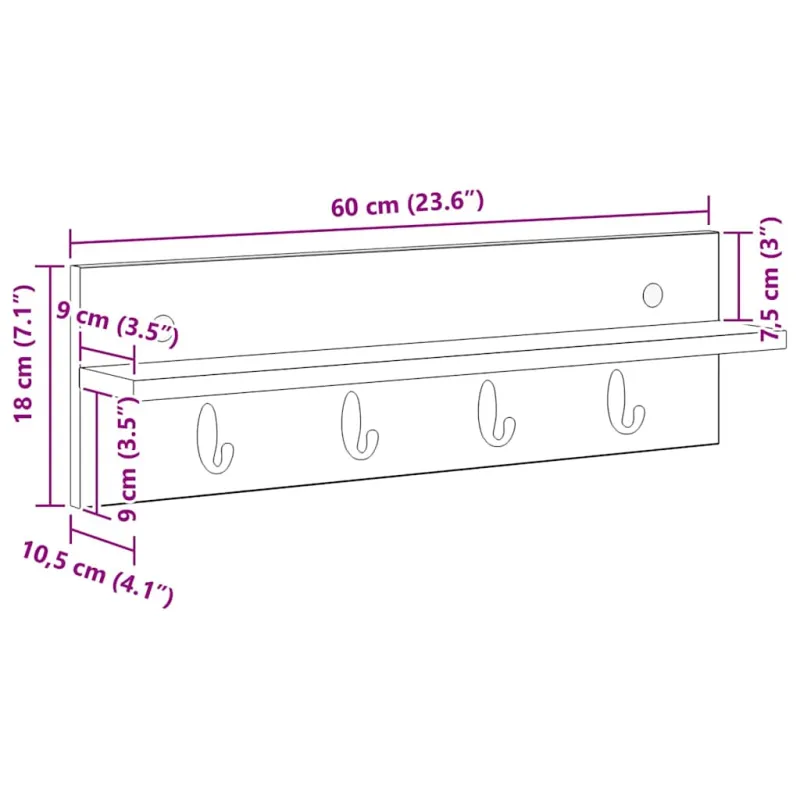 Prikabinamas paltas su saugykla Senas medis 60 x 10,5 x 18 cm