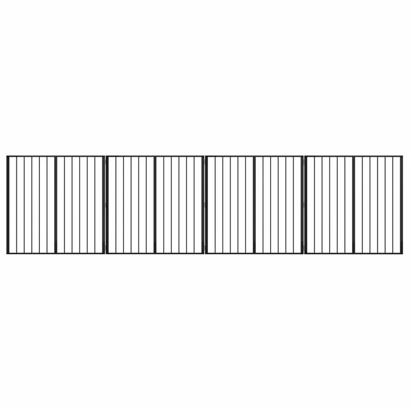Šunų vartai 4 pcs Juodas 100 x 100 cm Cinkuota plienas