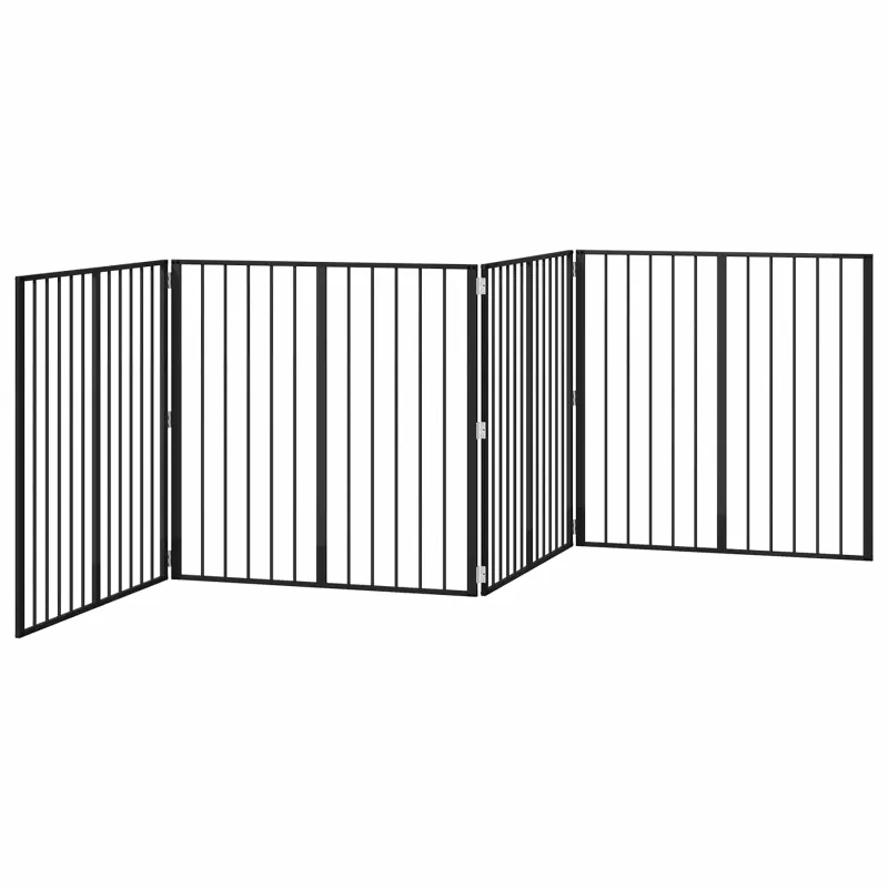 Šunų vartai 4 pcs Juodas 100 x 100 cm Cinkuota plienas
