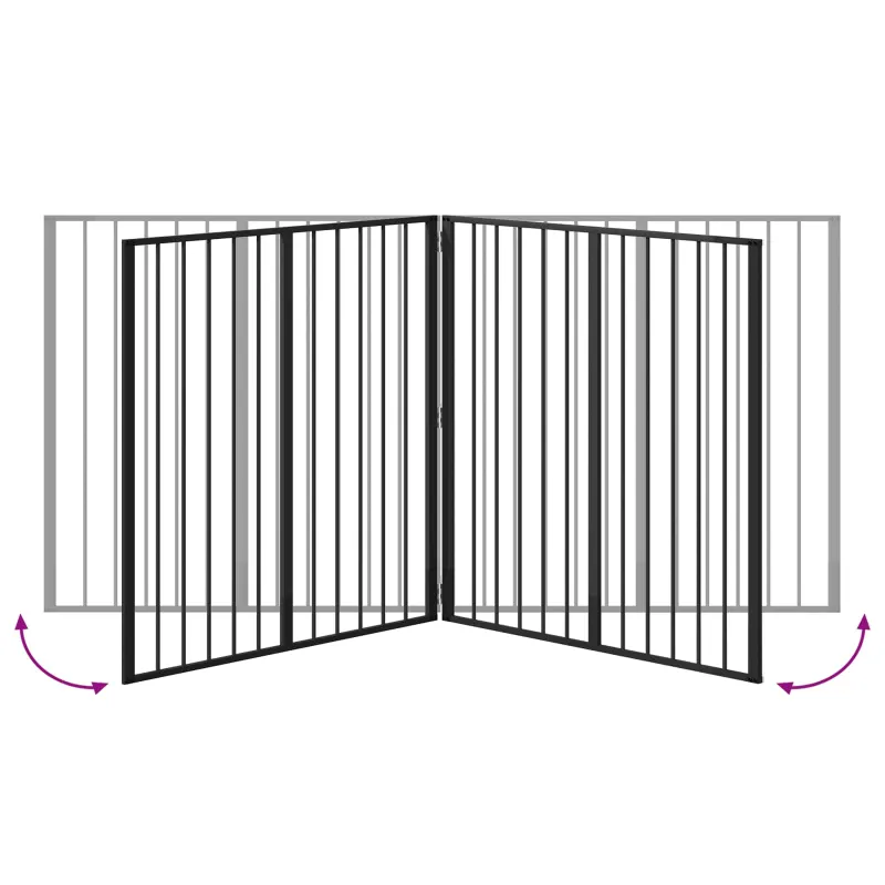 Šunų vartai 4 pcs Juodas 100 x 100 cm Cinkuota plienas