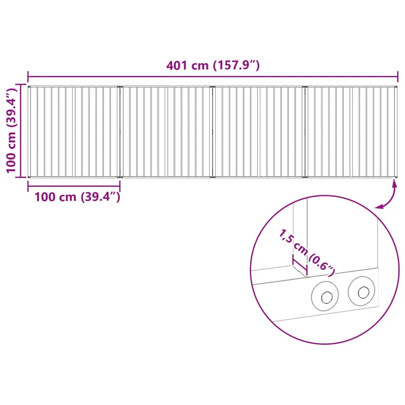 Šunų vartai 4 pcs Juodas 100 x 100 cm Cinkuota plienas