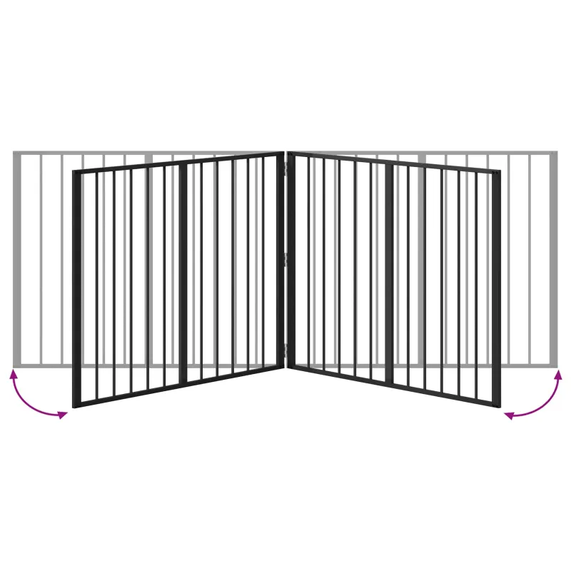Šunų vartai 2 pcs Juodas 100 x 80 cm Cinkuota plienas