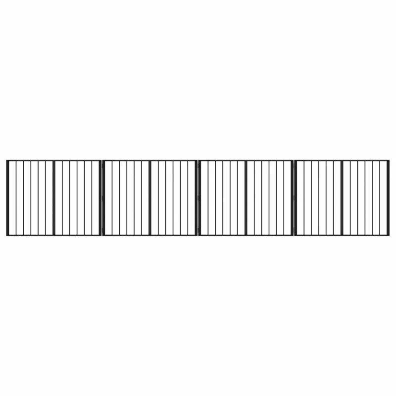 Šunų vartai 4 pcs Juodas 100 x 80 cm Cinkuota plienas