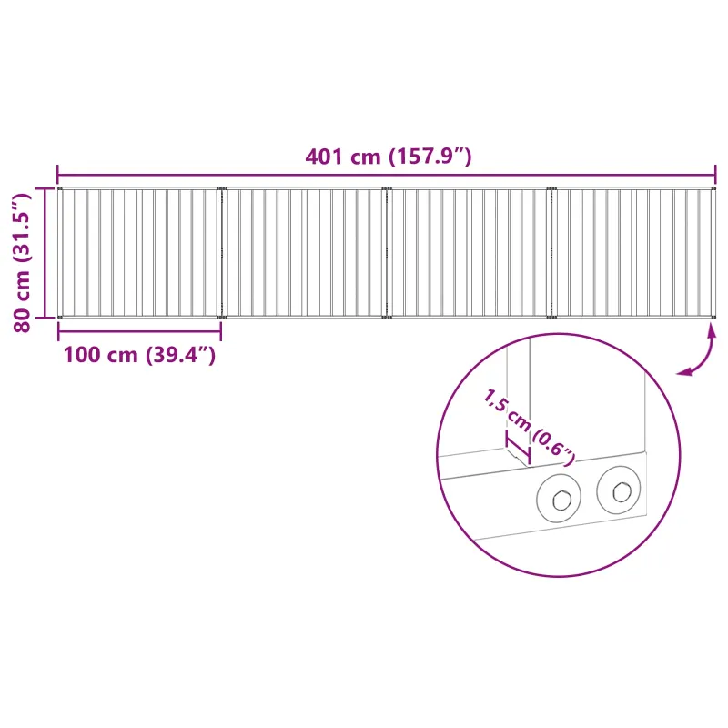 Šunų vartai 4 pcs Juodas 100 x 80 cm Cinkuota plienas