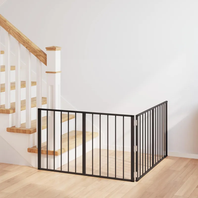 Šunų vartai 2 pcs Juodas 100 x 60 cm Cinkuota plienas
