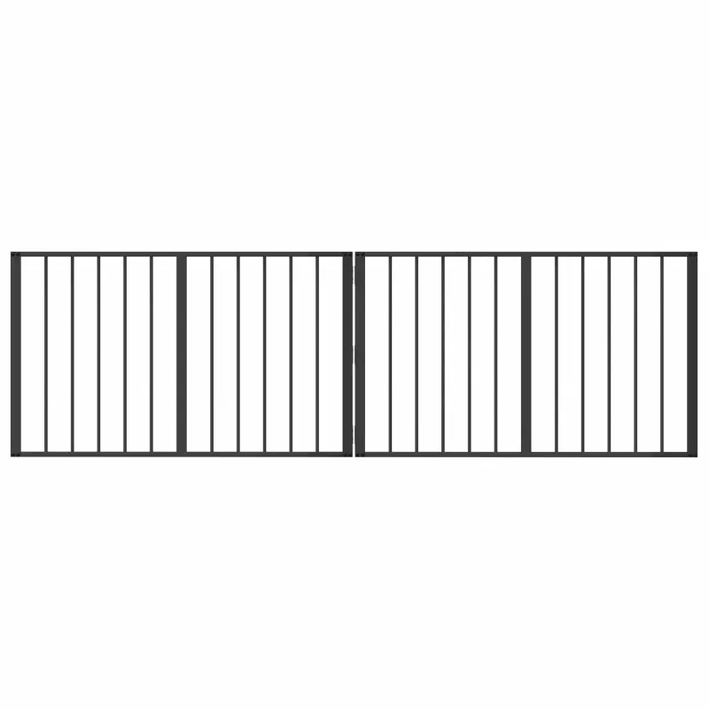 Šunų vartai 2 pcs Juodas 100 x 60 cm Cinkuota plienas