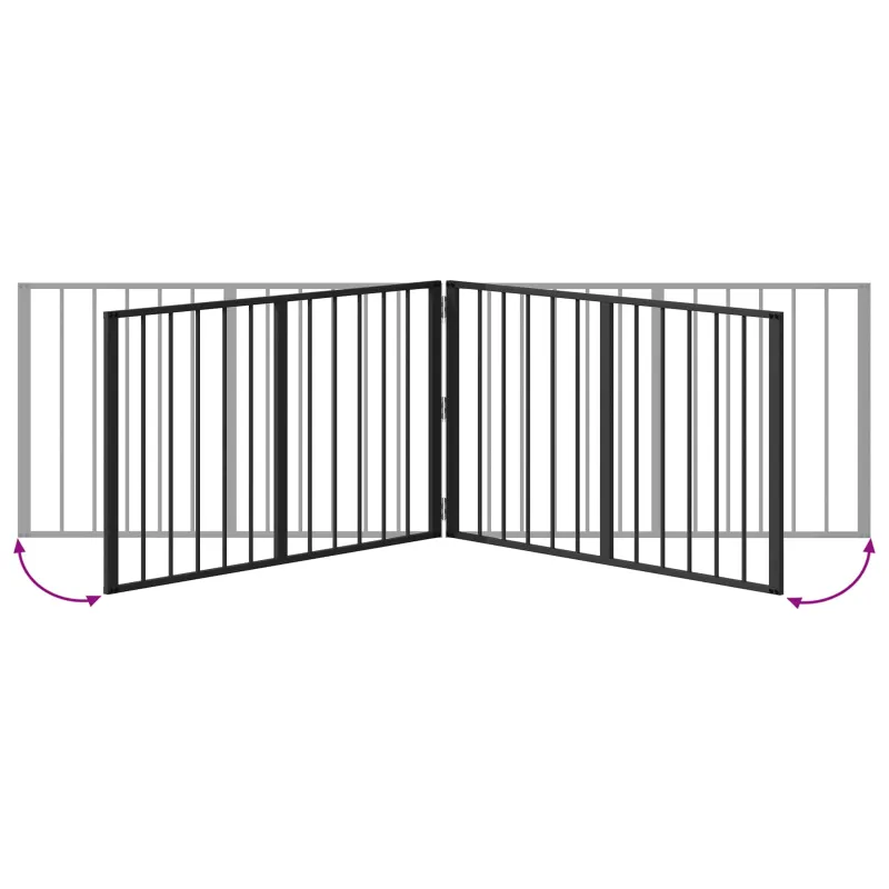 Šunų vartai 2 pcs Juodas 100 x 60 cm Cinkuota plienas