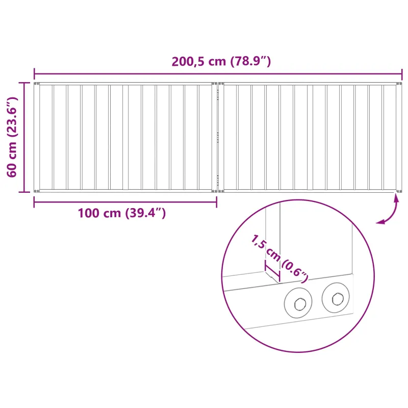 Šunų vartai 2 pcs Juodas 100 x 60 cm Cinkuota plienas