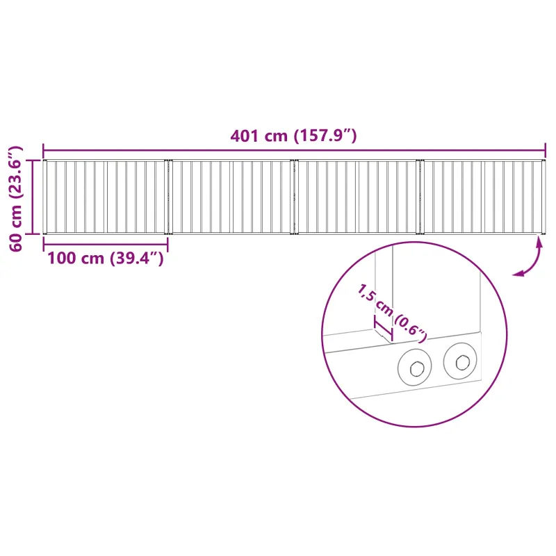 Šunų vartai 4 pcs Juodas 100 x 60 cm Cinkuota plienas