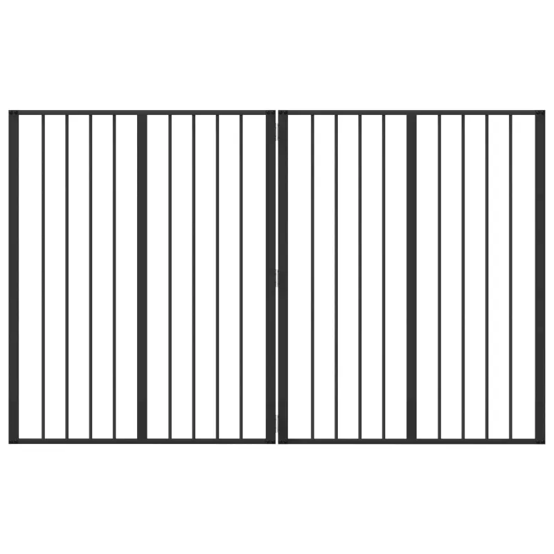 Šunų vartai 2 pcs Juodas 80 x 100 cm Cinkuota plienas
